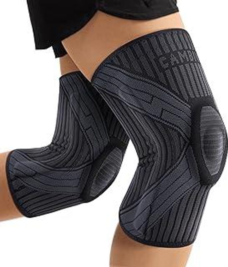 CAMBIVO 2 x Kniebandage Männer Damen, Knieschoner mit Seitenstabilisatoren und Patella Gel Pad, Bandage Knie Kniestützer für Laufen, Sport, ACL,...