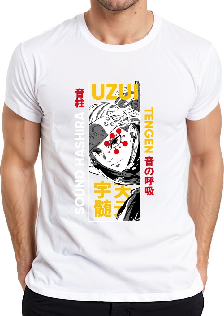 Uzui Tengen Sound Hashira Demon Slayer Anime Fan Geschenk Herren T-Shirt, Weiß, L