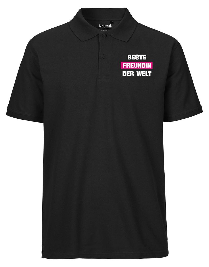 Huuraa Herren Polo Shirt Beste Freundin der Welt 3XL Black Bio Baumwolle Fairtrade Poloshirt Geschenkidee