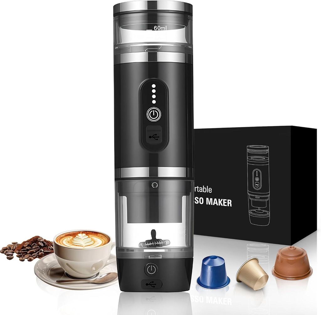 Tragbare Kaffeemaschine mit Milchaufschäumer 3-in-1, 20 Bar Produktbild 