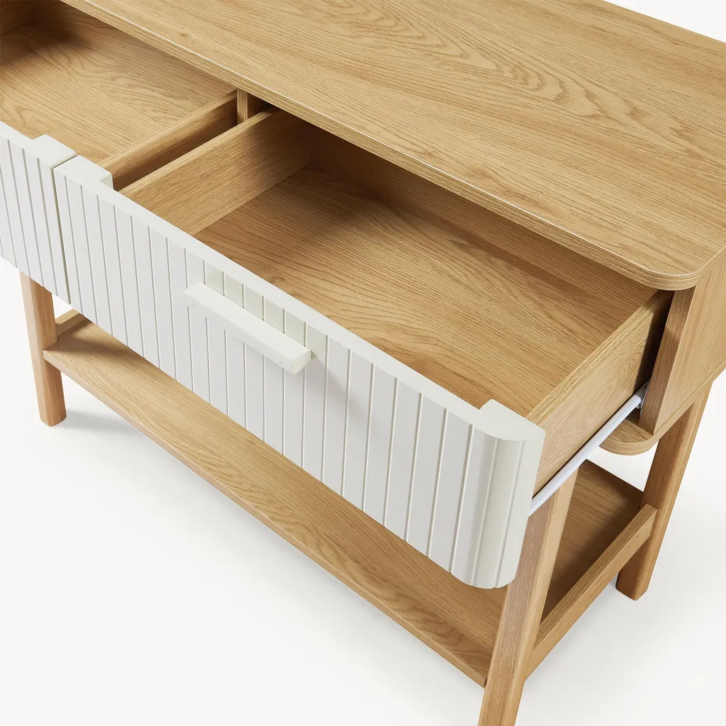 Console compacte Ferrersp chêne et sable pour optimiser votre entrée - 10