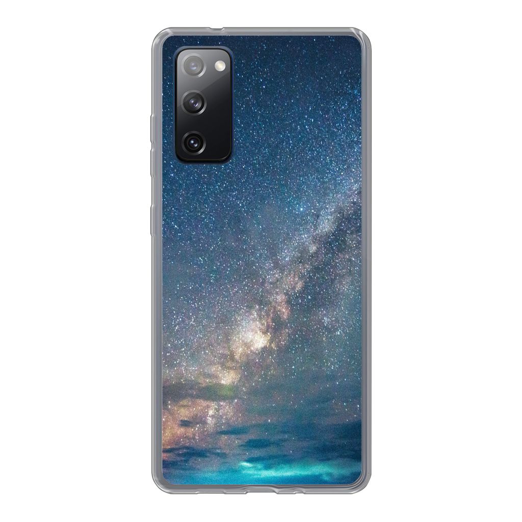 MuchoWow Handyhülle Schutzhülle Hülle für Samsung Galaxy S20 FE Sterne - Sonnensystem - Türkis - Jungen - Mädchen - Kinder Silikon Softcase...
