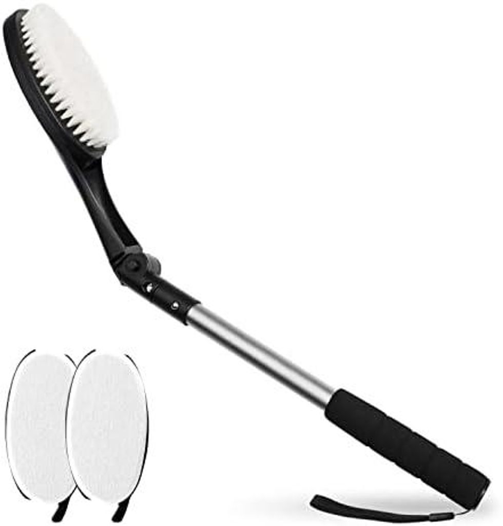 3er Set Rückenbürste mit Applikator Pads, Körperwäsche Lotion Applikator, Badebürste mit langem Stiel, Körperbürste Duschbürste Trockenb...