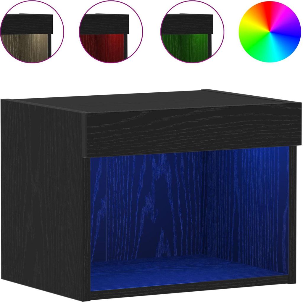 vidaXL TV-Schrankset Wandmontiert Schwarz Eichen-Optik 40 x 30 x 30 cm