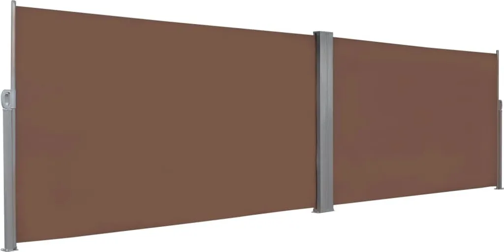 Paravent Latéral Rétractable Double 160x600 cm Marron Extérieur - 3