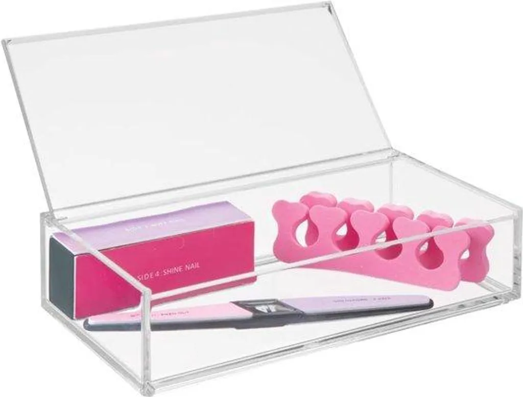 Rangement cosmétique compact avec miroir de courtoisie et bac à vernis