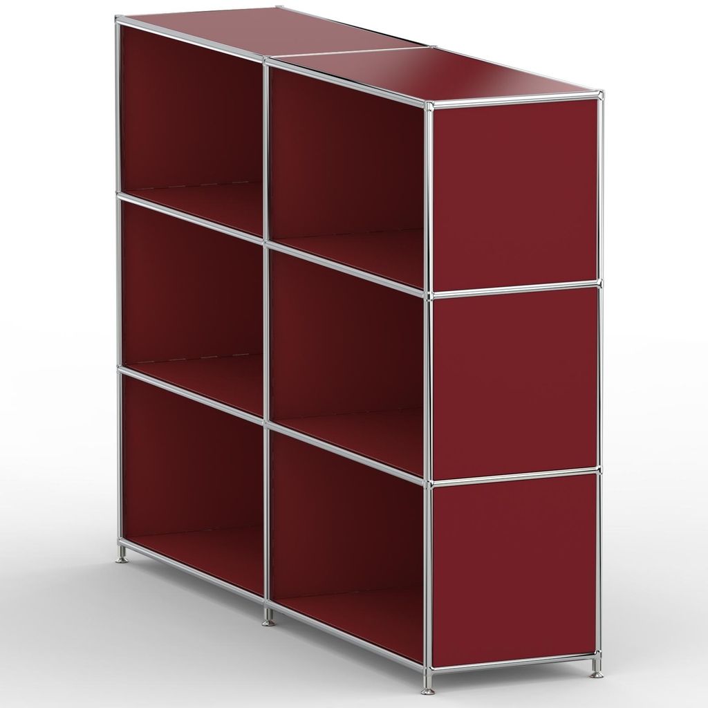 Regal Büro, 6 offene Fächer, Breite 152 cm, Rubinrot