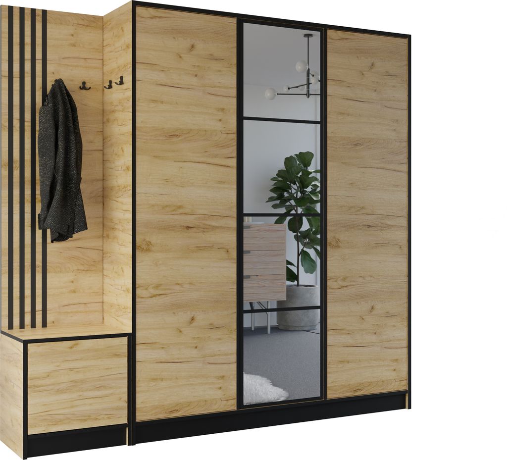 KIER FURNITURE Kleiderschrank EDEN, Schlafzimmer Schrank, Garderobeschrank, Flurschrank Craft Eiche 209,6x205x39 cm