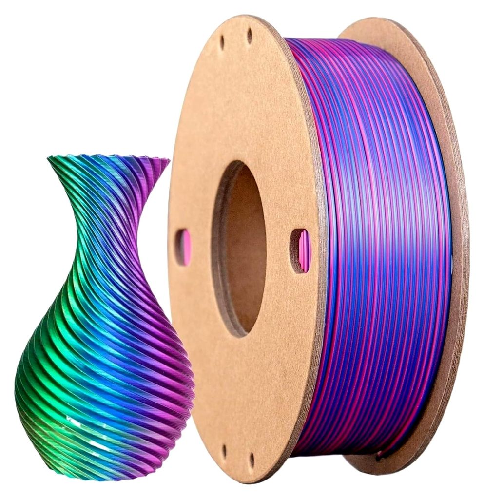 Dreifarbiges PLA-Filament aus Seide, 1,75 mm, 250 g, 3-in-1-3D-Druckerfilament mit Farbverlaufseffekt für FDM-Drucker