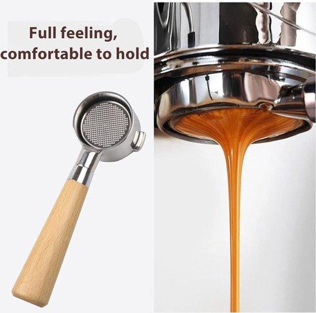 51mm Bottomless Portafilter aus Edelstahl mit Griff - für Delonghi EC0310 - F Palissander Kaffee Portafilter