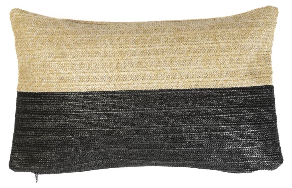 Kissenbezug im Raphia-Look - Rechteckig - 30x50cm - Beige und Schwarz