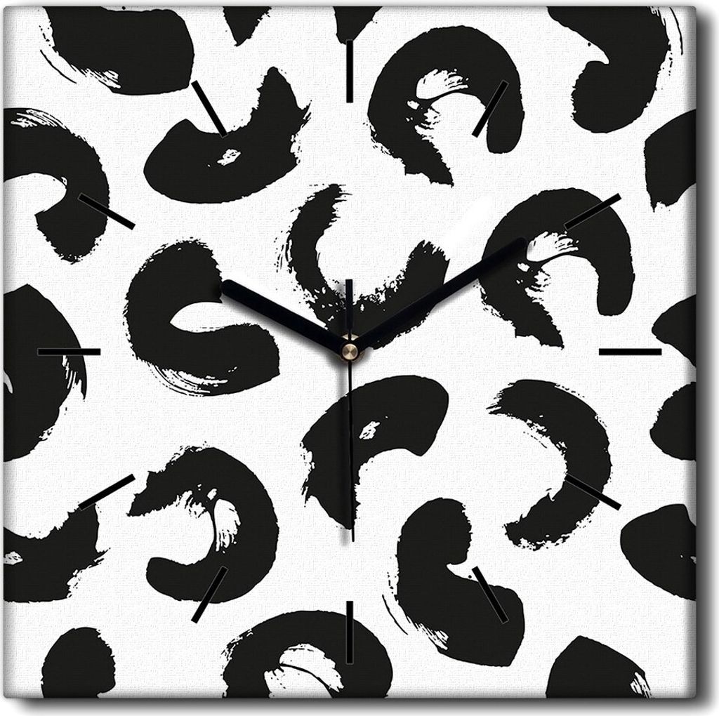 Coloray Uhr auf Leinwand 30x30 cm Wand Uhr Dekoration Wohnzimmer Segeltuch schwarze Hände -Tintenabstraktion