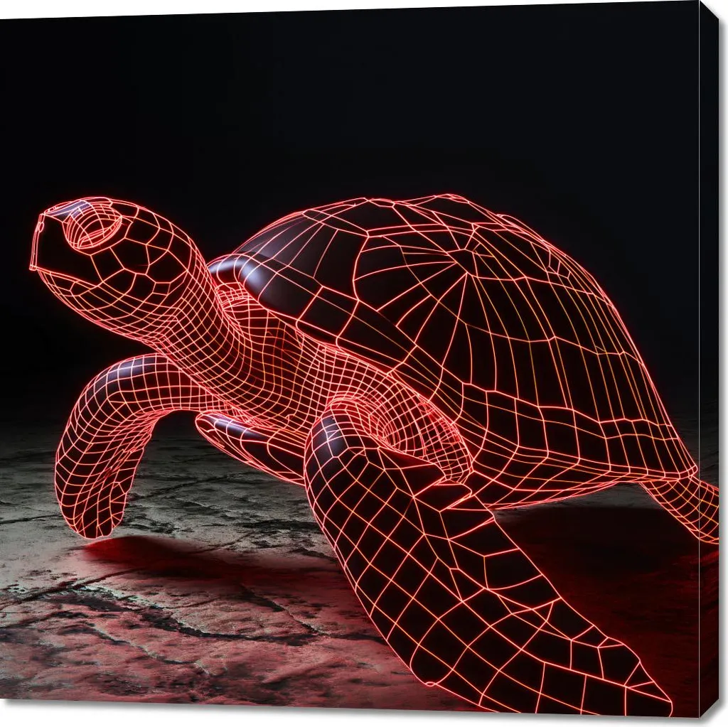 Quadro 100x100 cm Tartaruga al neon