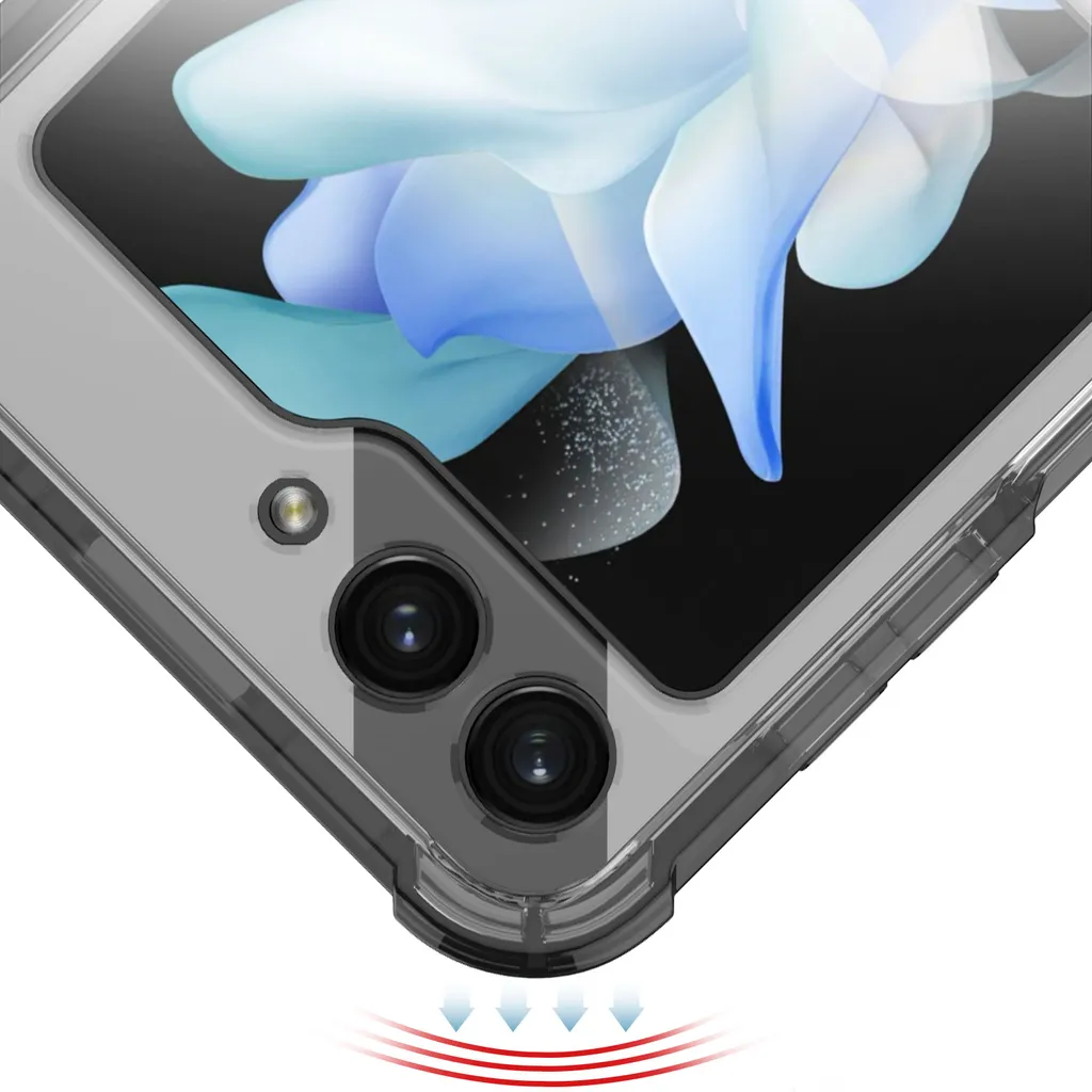 Custodia per Samsung Galaxy Z Flip 5, Custodia trasparente antiurto con protezione dello schermo e anello, compatibile con MagSafe nero - 5