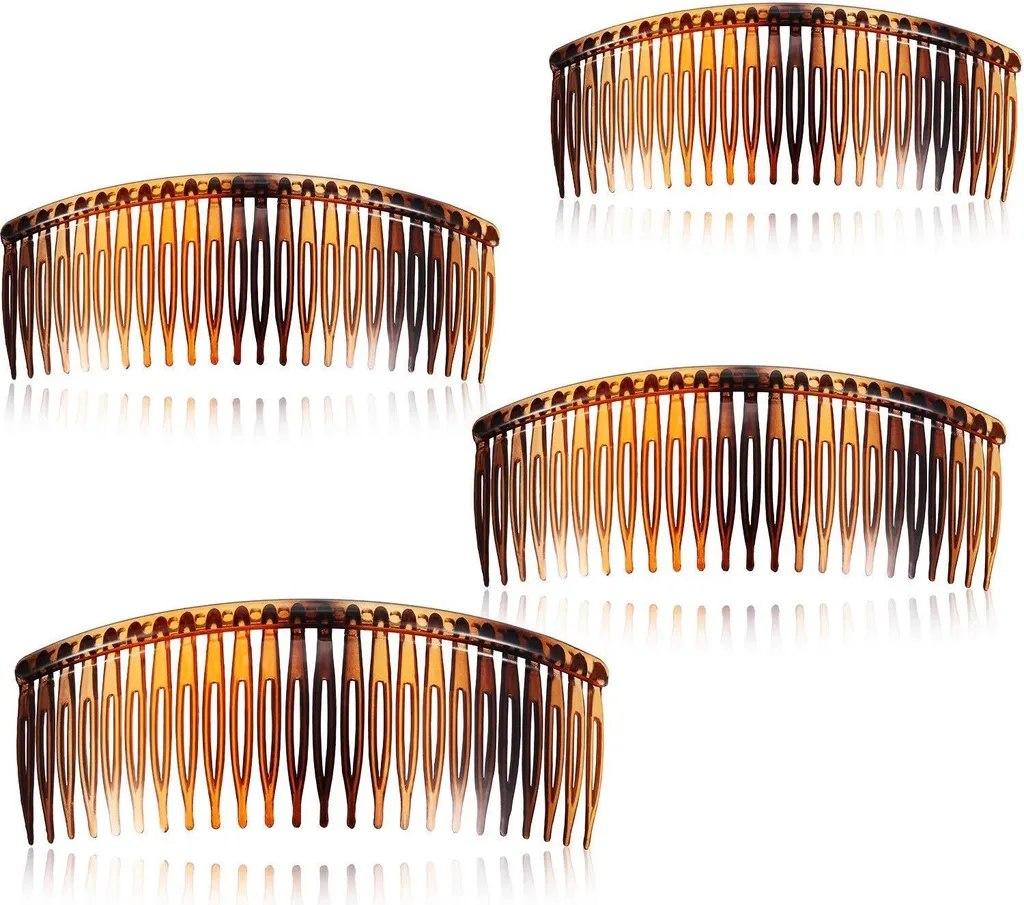 Pack 4 peignes pour lissage et fixation cheveux côté - Effet écaille