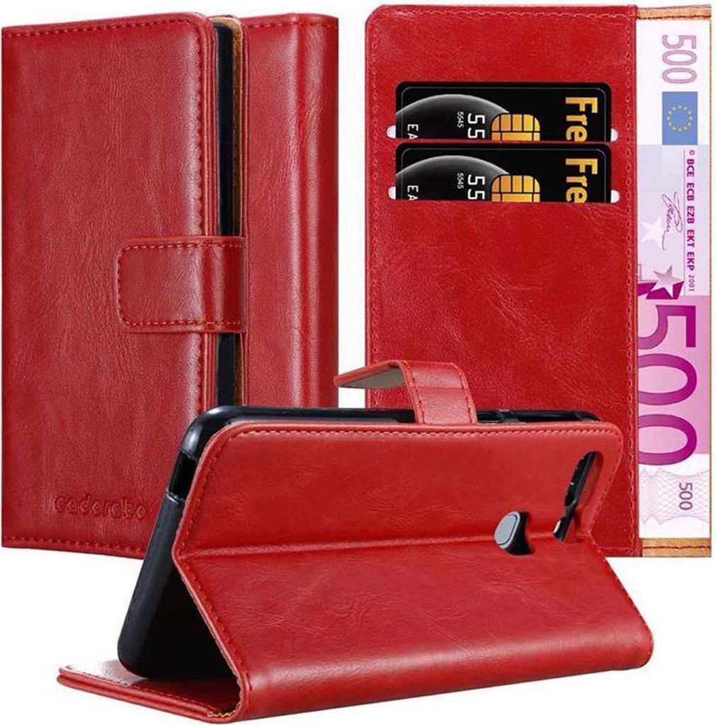 Cadorabo Hülle für Huawei P9 PLUS Schutzhülle in Rot Handyhülle Book Tasche Case Etui Luxury