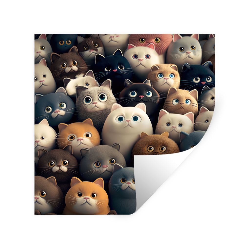 MuchoWow Wandtattoo Wandsticker Wandaufkleber Katzen - Tiere - Katze - Design - Mädchen - Jungen 30x30 cm Selbstklebend und Repositionierbar - R...