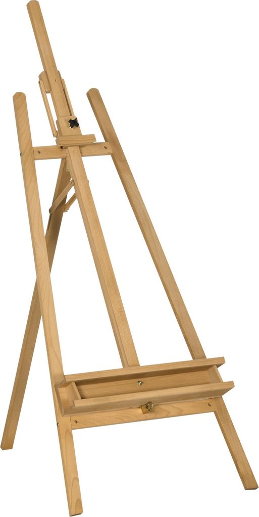 Höhenverstellbare Holzstaffelei aus Buchenholz, klappbar mit Stiftablage, 65 x 110 x 180-235 cm