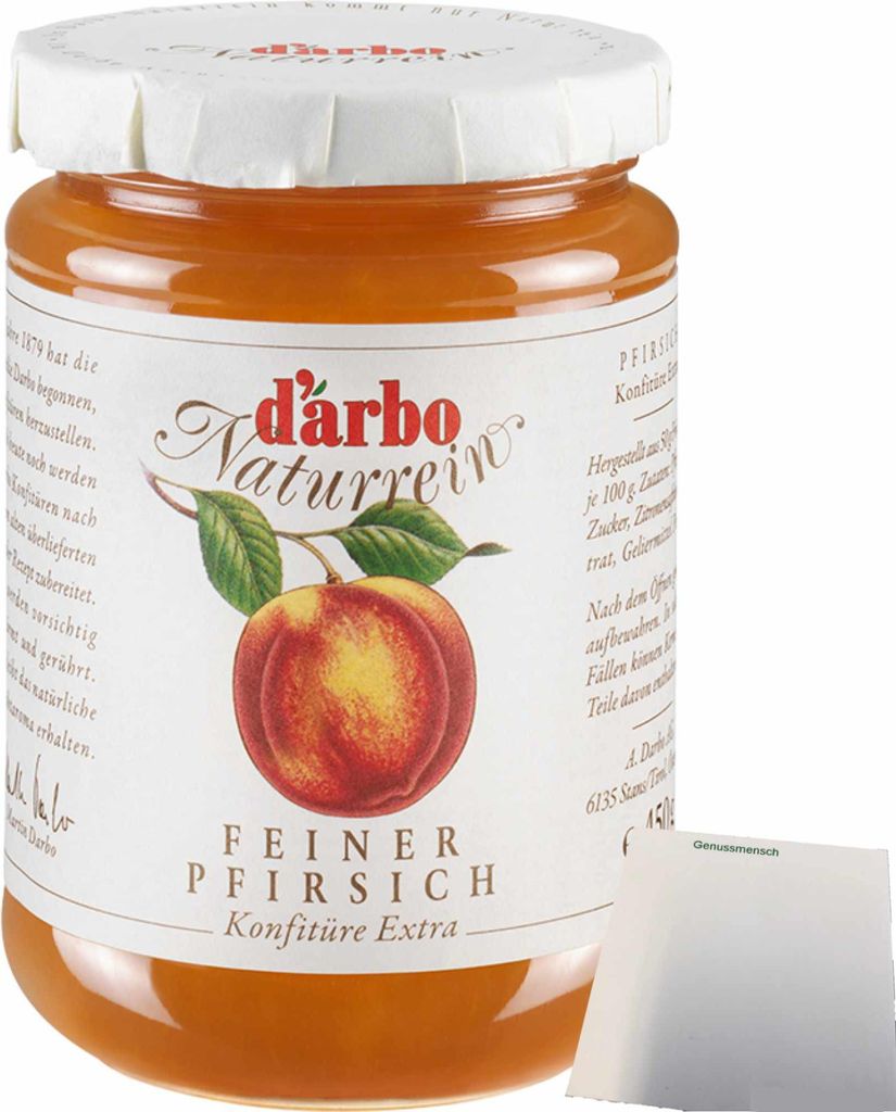 Darbo Pfirsich Konfitüre (450g Glas) + usy Block
