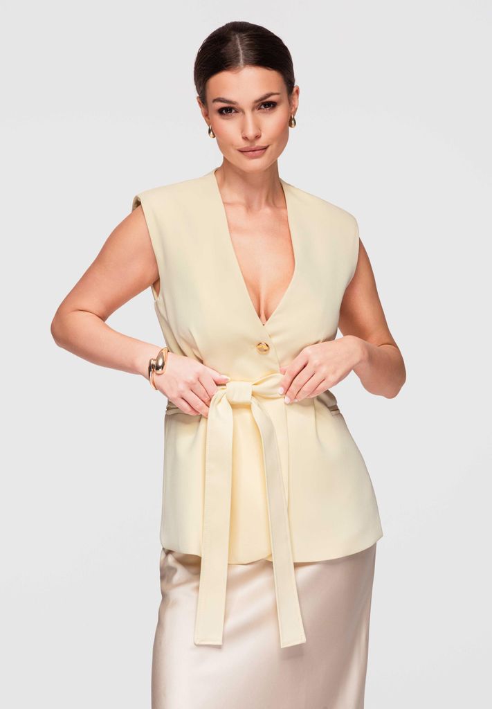 Ombre Damen Taillierte Weste mit ausgestelltem Saum Elegant gelb S