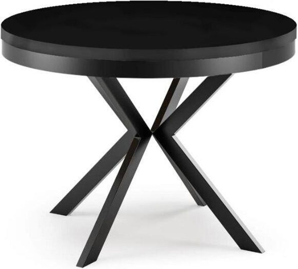 FURNLUX Esstisch Edder Schwarz 90cm / Hauptfarbe: Schwarz / Abmessungen: 90 x 76 x 166 cm