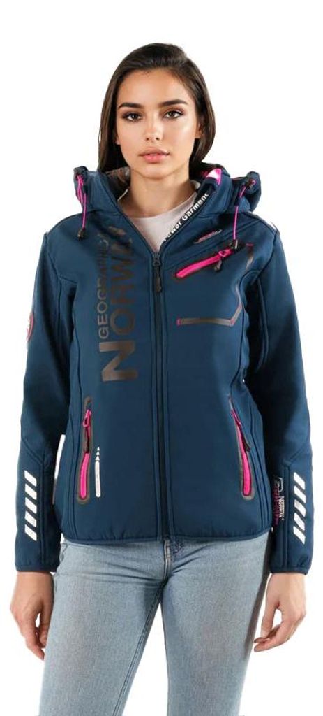 Dames softshell jas van GEOGRAPHICAL NORWAY. Kleur: Blauw. Productafbeelding 