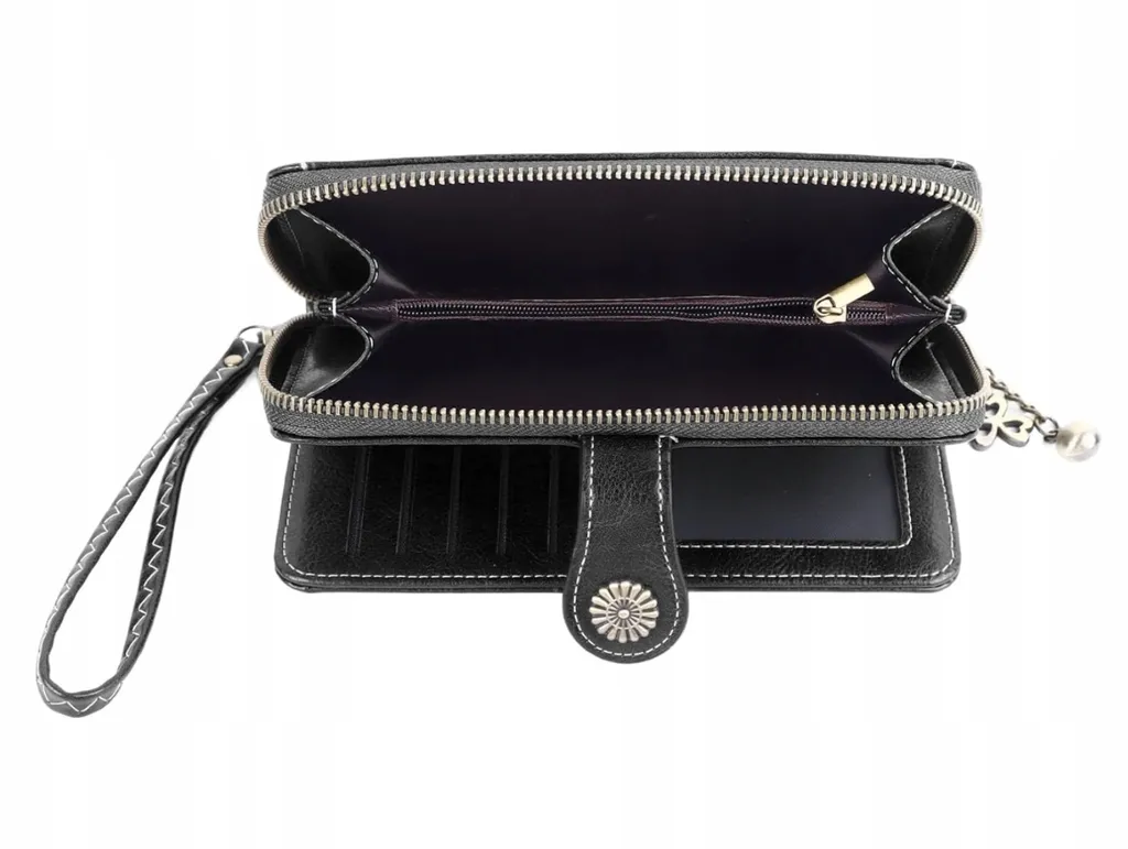 Portafoglio Donna Grande Ecopelle Nero | Business Organizer 19cm - 6
