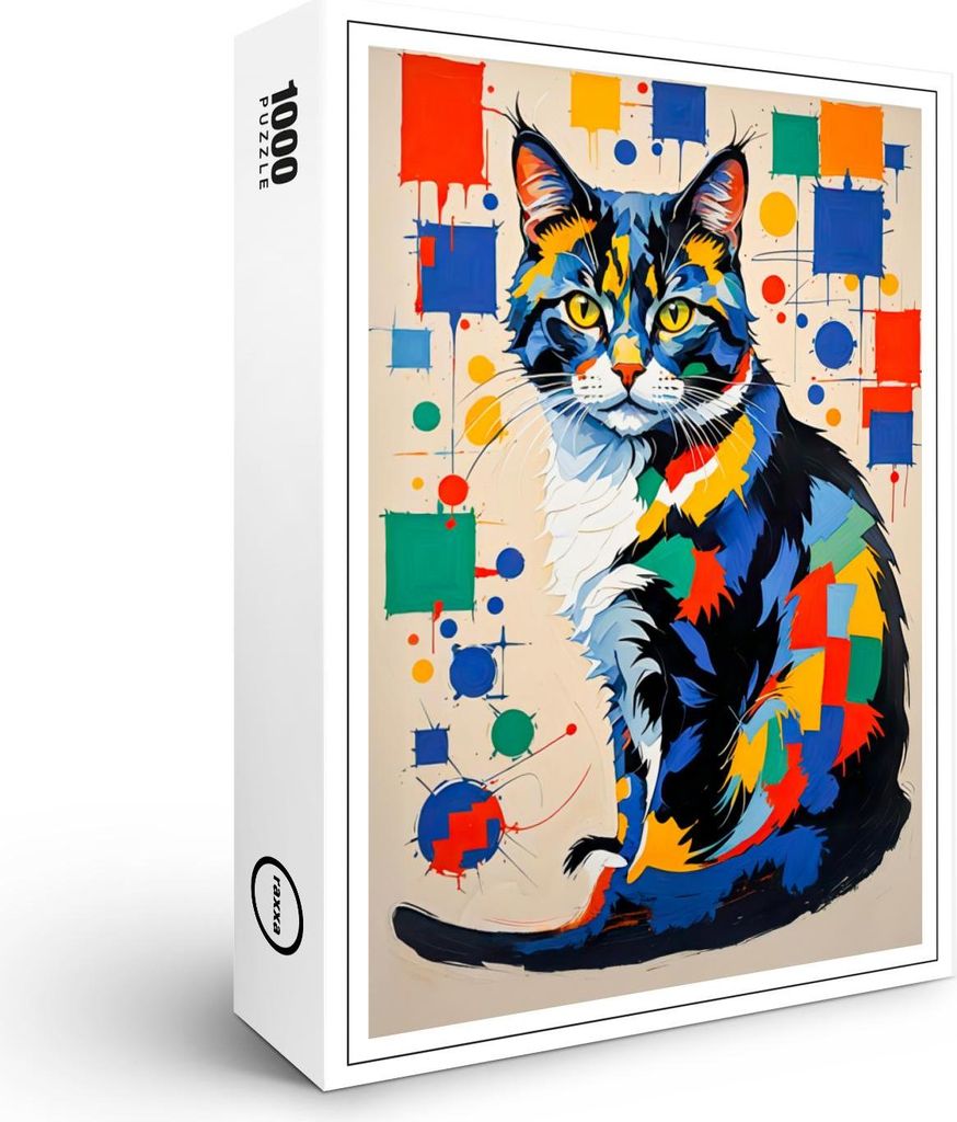 raxxa Premium-Puzzle "Abstract Geometric Cat Painting Illustration", 1000 Teile