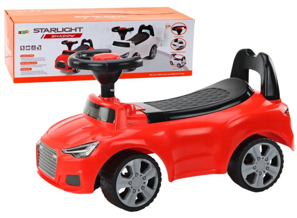 Voiture trotteur enfant anti-basculement rouge avec coffre sous siège