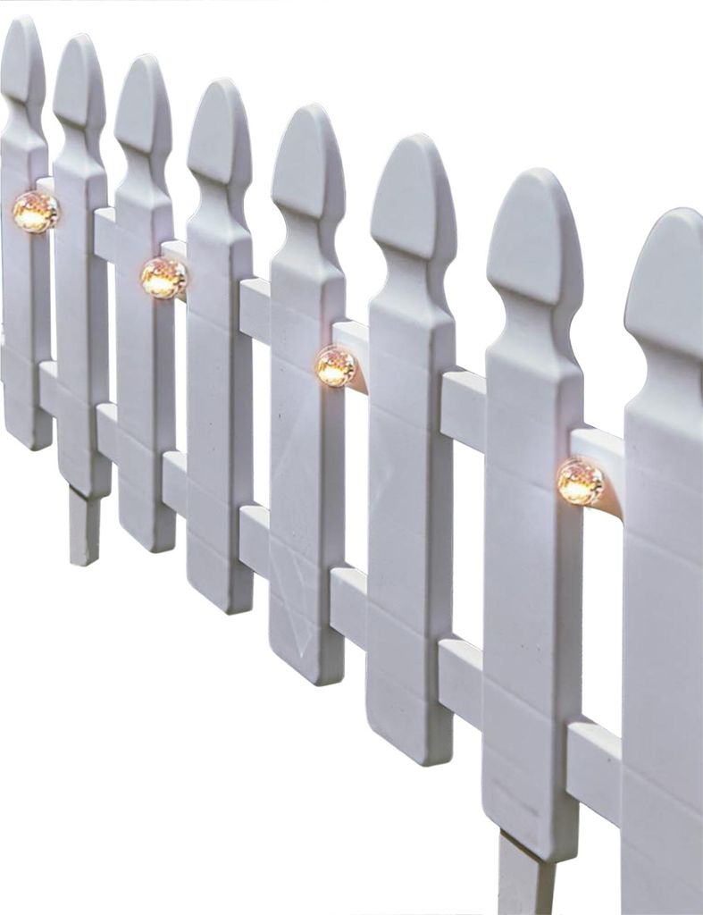 Zierzaun Nessa Solar Palisade 4-teilig Weiß Produktbild 
