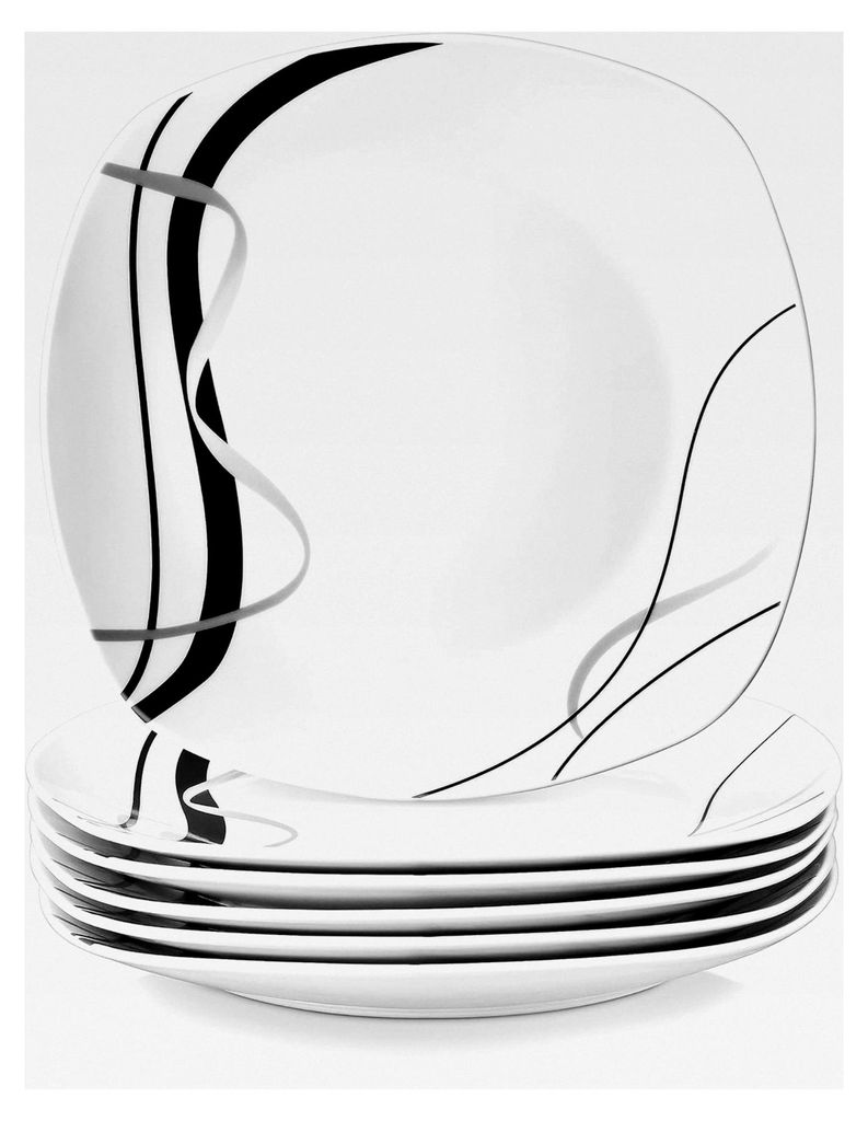 FIONA Porzellan Speiseteller Set für 6 Personen, Ø 24,7 cm, Dessertteller, Pastateller, Kuchenteller und Frühstücksteller, mikrowellengeeignet ...