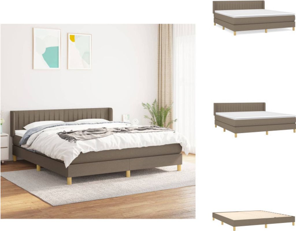 vidaXL Boxspringbett mit Matratze Taupe 180x200 cm Stoff - Betten & Bettgestelle