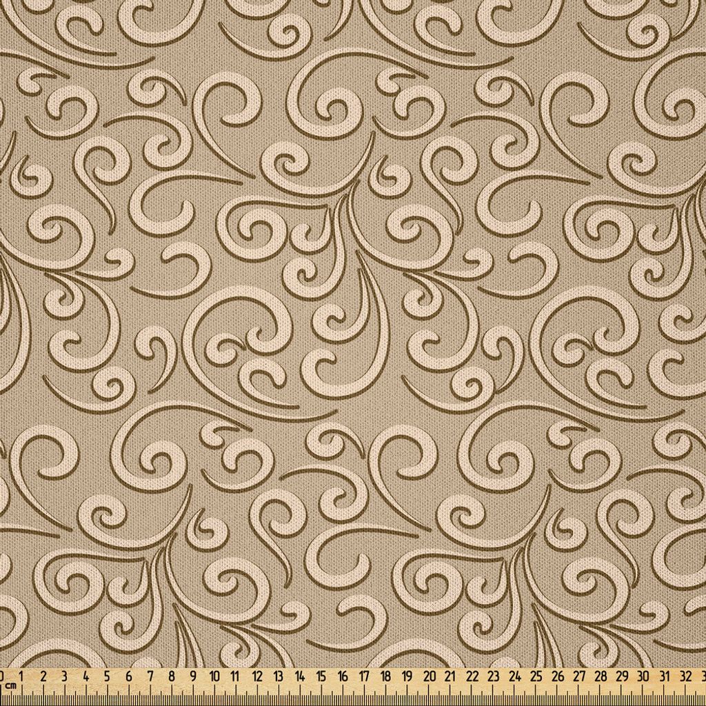 ABAKUHAUS Beige Microfaser Stoff als Meterware , Damast Muster Klassisch Viktorianisch Geometrisch Art Im Retro Antiken Modell Herkunft, 1 M (230 x...