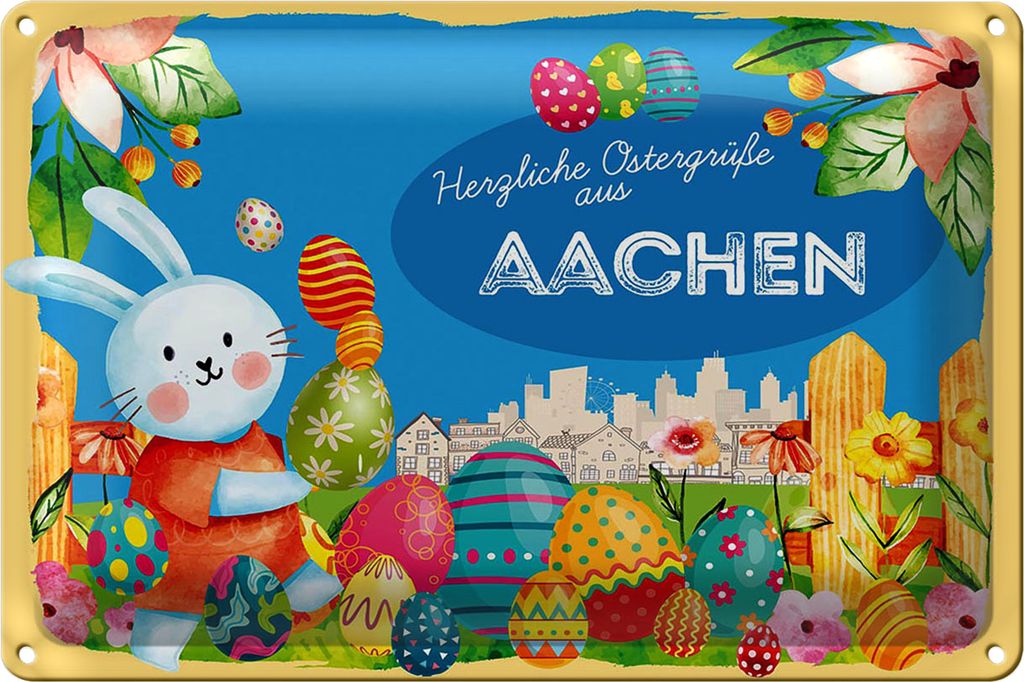 Blechschild Ostern Ostergrüße 30x20cm AACHEN Fest
