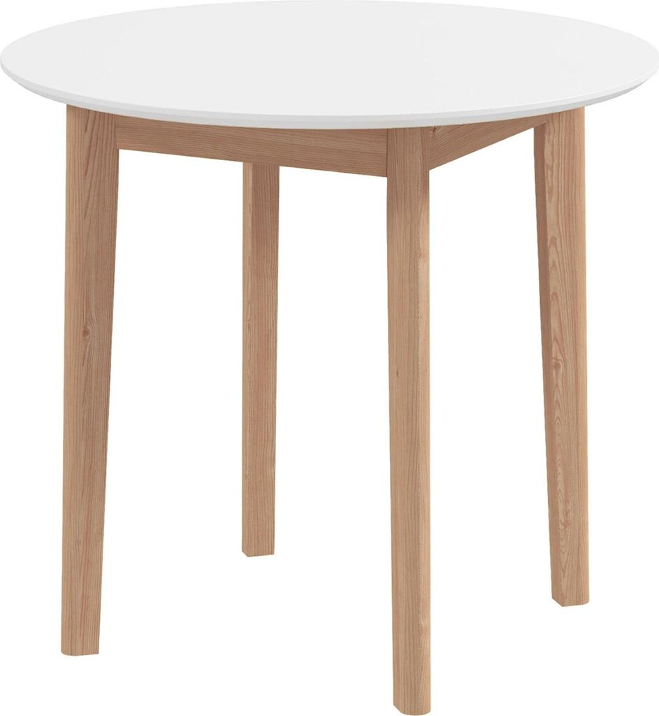 Esstisch, Runder Küchentisch Für 2 Personen, Esszimmertisch Mit Landhaus-Stil, Für Wohnzimmer, Massivholz, Ø75 X 76 Cm, Weiß