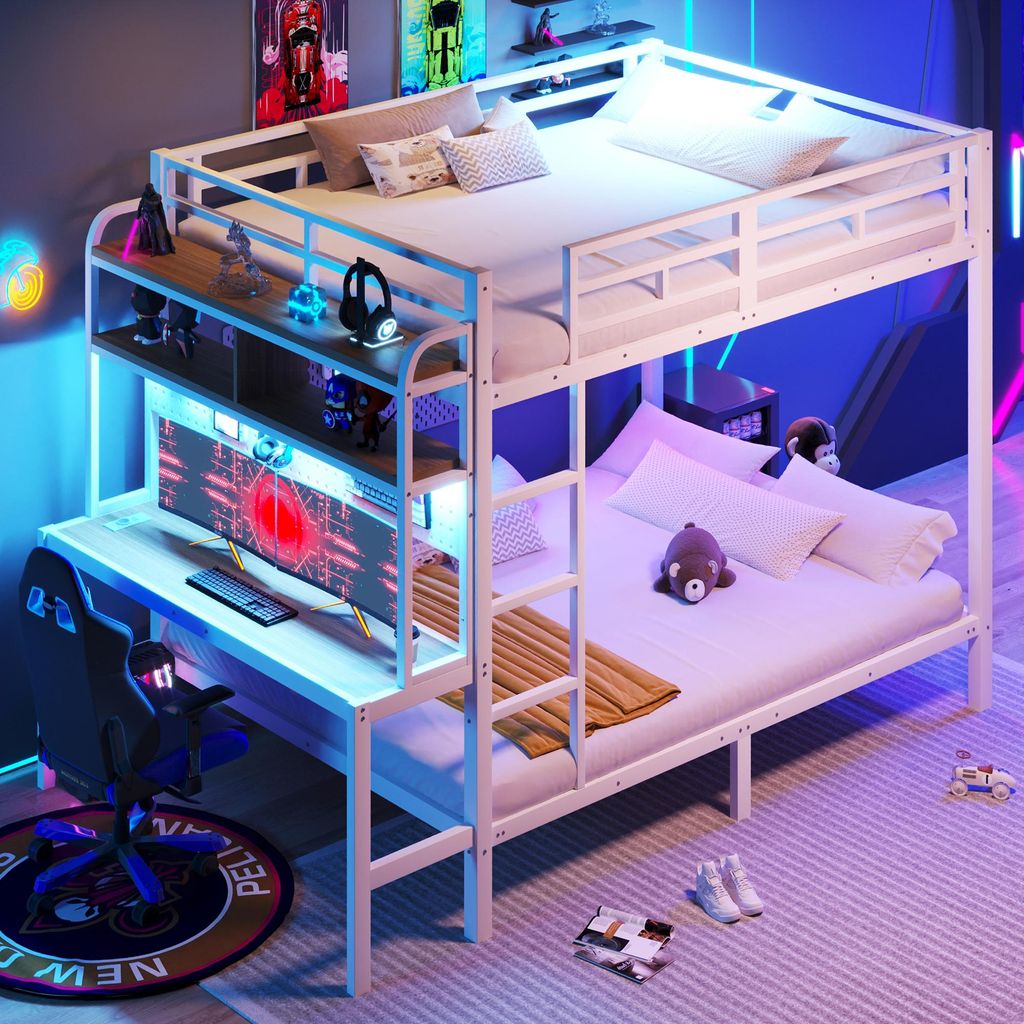 Etagenbett mit RGB LED-Lichterkette, Steckdose, USB, Produktbild 