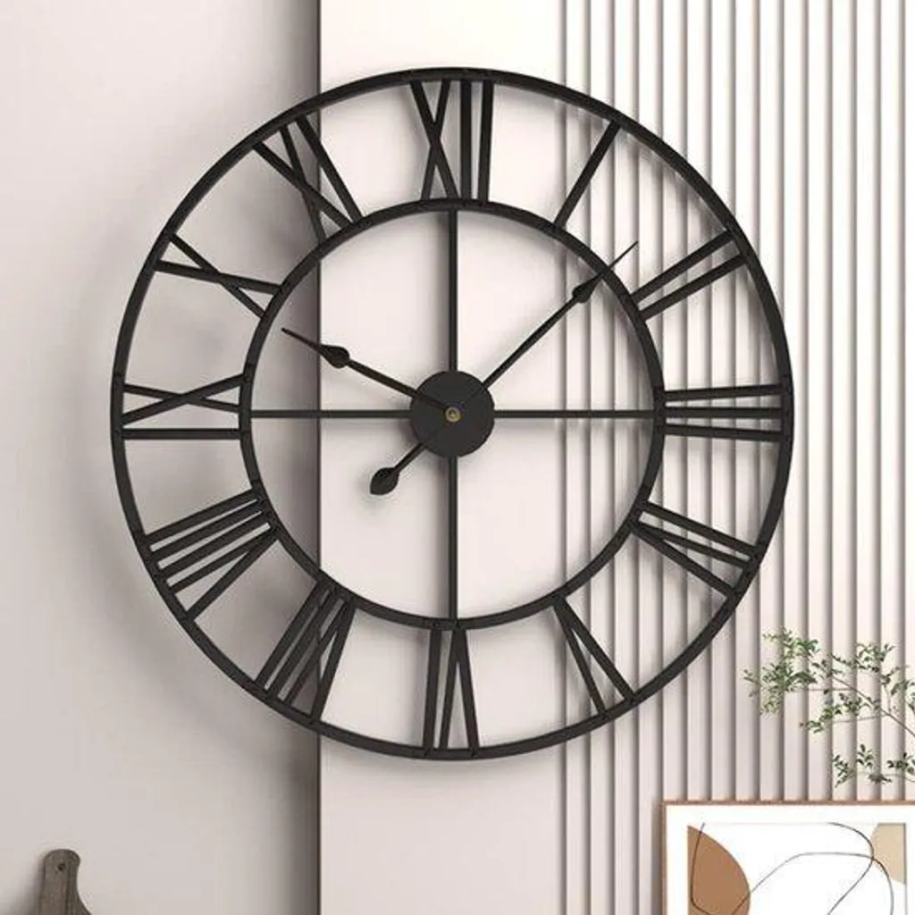 Grande horloge murale de salon 50 cm pour décoration industrielle