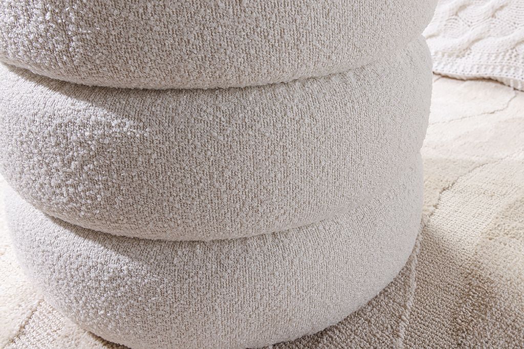 riess-ambiente Runder Hocker VOGUE 50cm creme weiß Bouclé Produktbild 7
