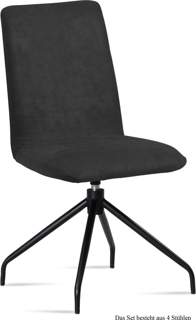 Esszimmerstuhl drehbar (4er-Set) Divona 47x92x60 Schwarz/Anthrazit