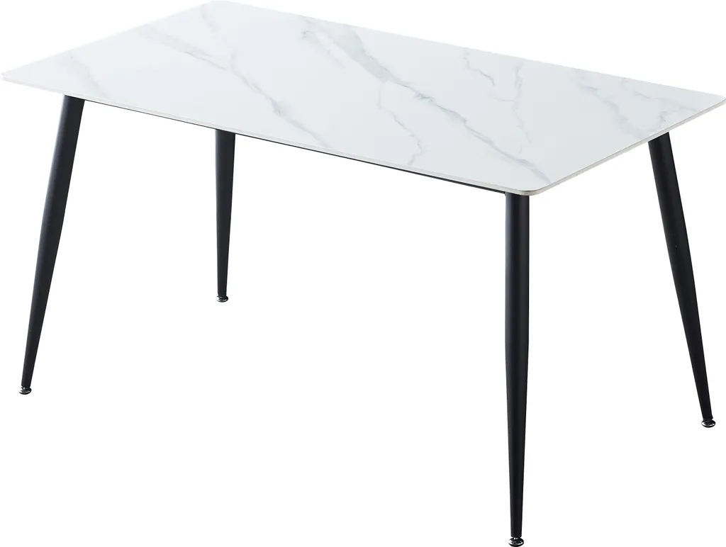 Table à manger gain de place céramique blanche brillante 130 cm design