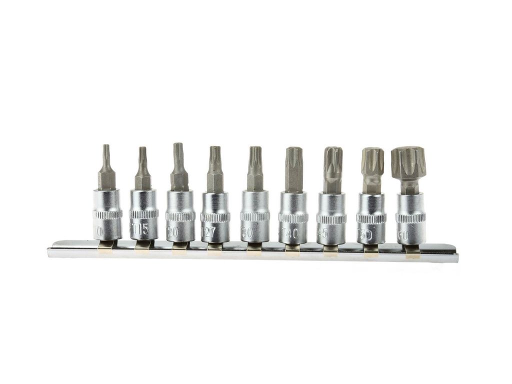 Sada bitů TORX, 9ks, 1/4", T10-T60