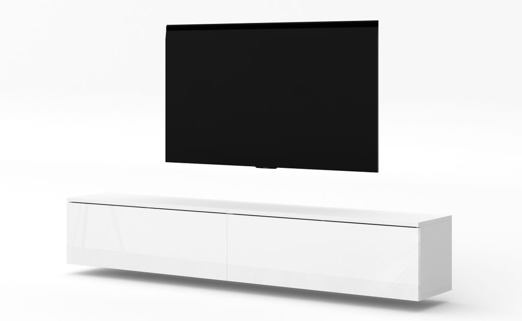 AX LIVING Lowboard weiß Loriano 2x100 TV Schrank weiß Matt/Hochglanz