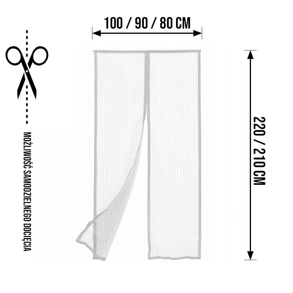 Magnetické siete na dvere 80/90/100 X 210/220 cm Biele Obrázok produktu 3