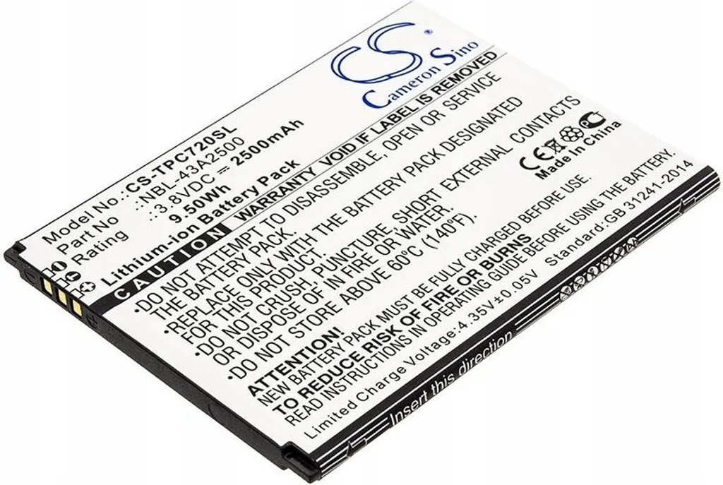 Batterie NBL-43A2500 2500mAh haute capacité pour Neffos C7s TP7051C