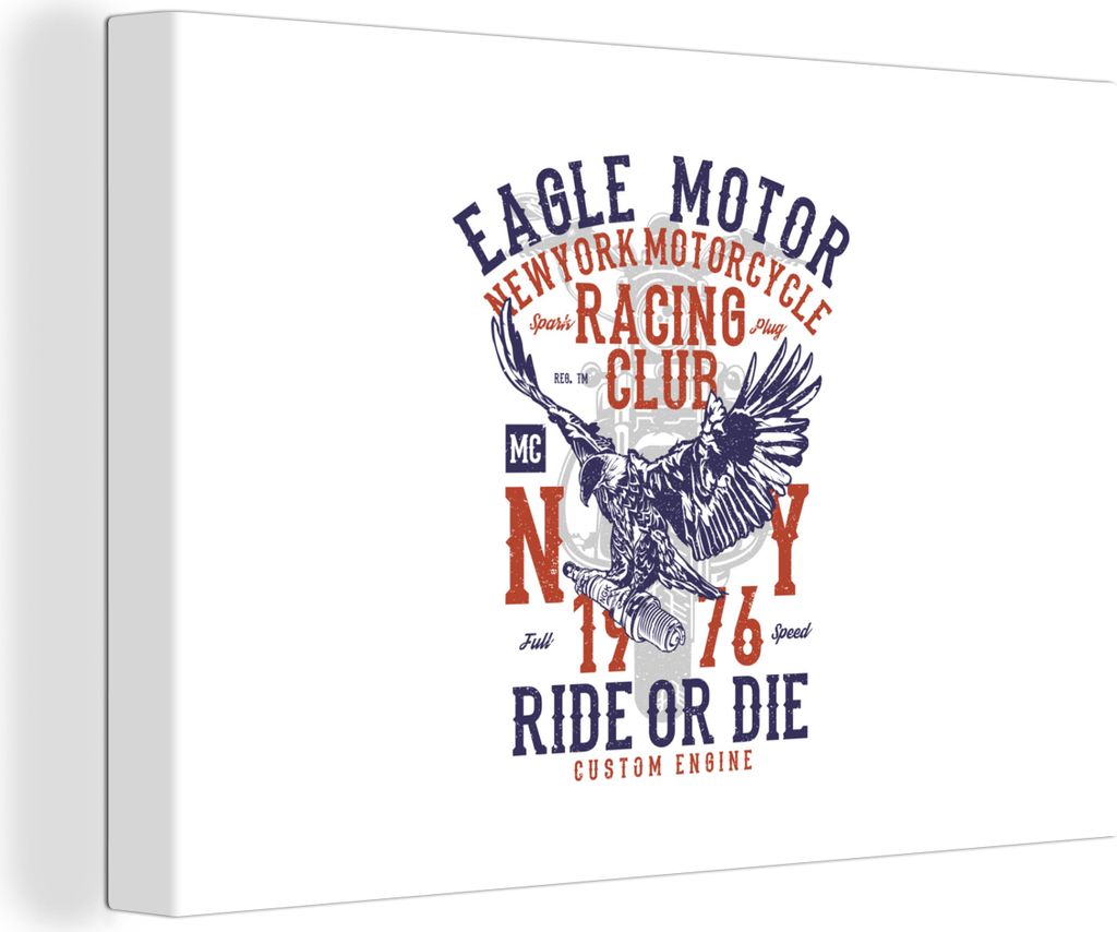 OneMillionCanvasses - Leinwandbilder - 140x90 cm, Mancave - Motor - Vogel - Adler - Vintage, Wandbilder Kunstdruck Wanddekoration