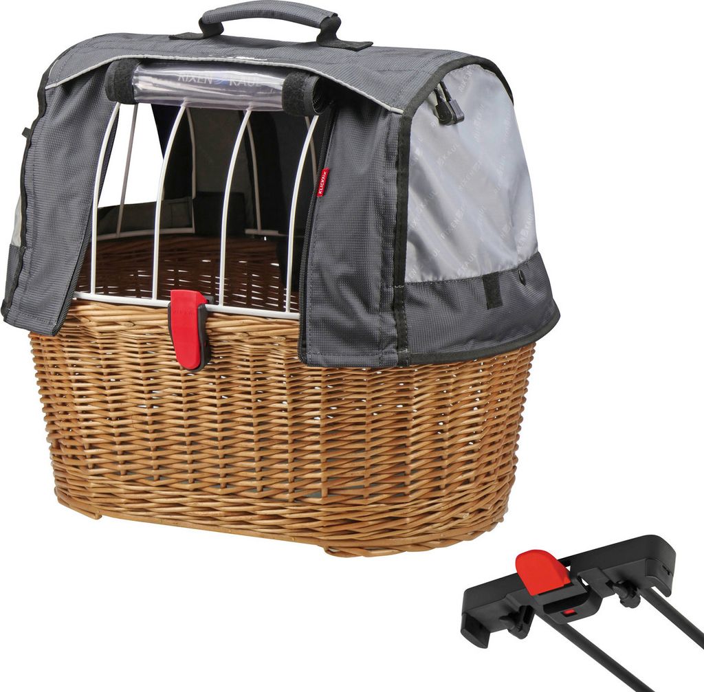 KLICKfix Doggy Basket, Hinten, Fahrradkorb, Weiß, Holz, 40 Produktbild 
