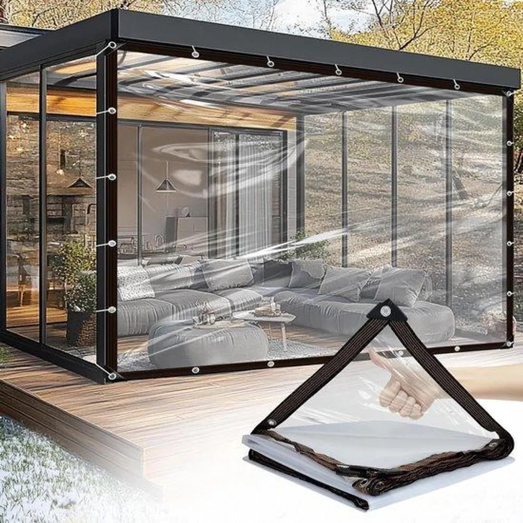 Bâche transparente 3x4 m : stop à la pluie et au vent sur terrasse