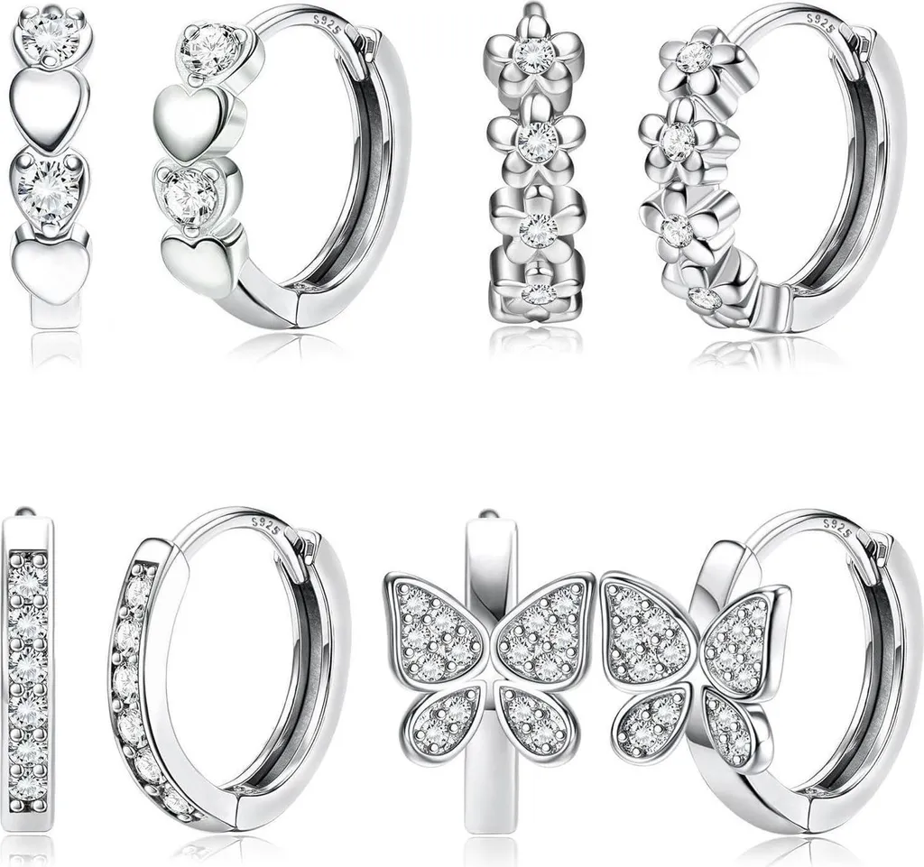 Set Orecchini Bambina JeweBella Argento 925 Ipoallergenici 4 Paia