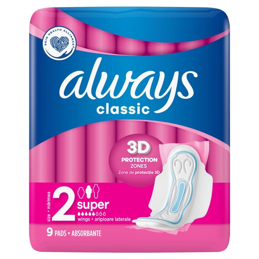 Always Damenbinden Classic 9 Stück Maxi mit Flügeln, Größe Produktbild 