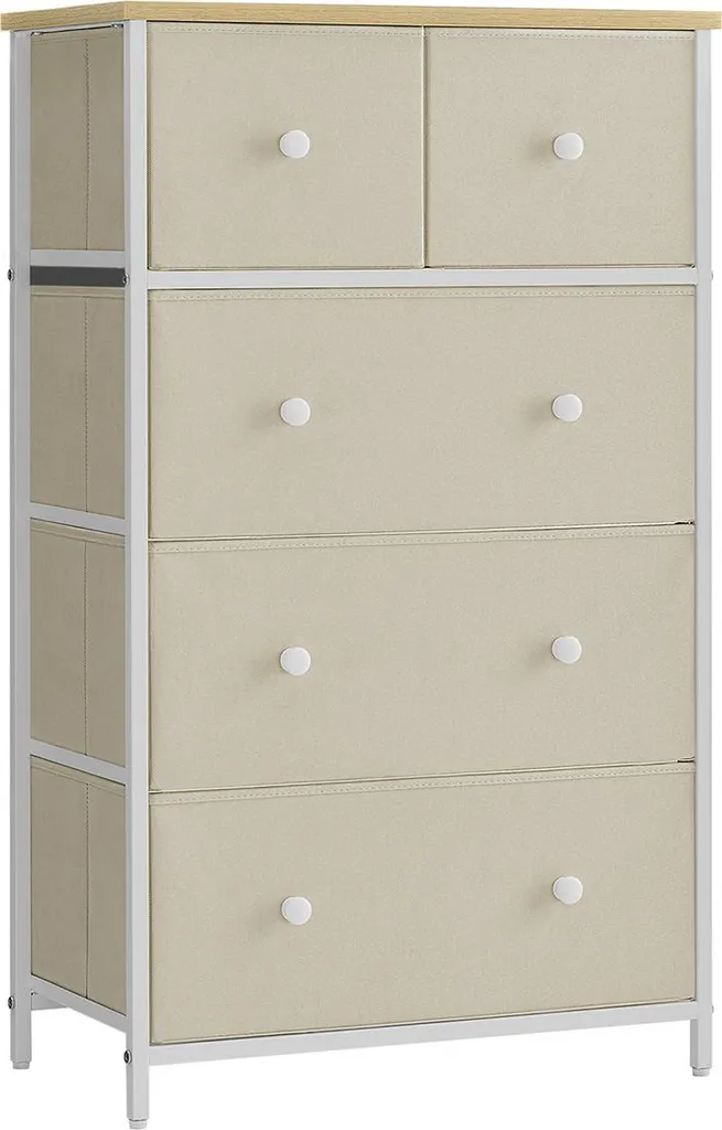 Chiffonnier de rangement 5 tiroirs jaune camel pour chambre adulte